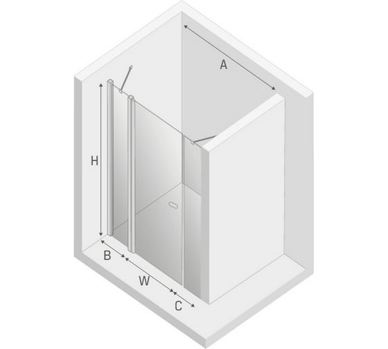 Дверь в нишу NEW TRENDY NEW SOLEO PLUS 120x195 хром D-0172A