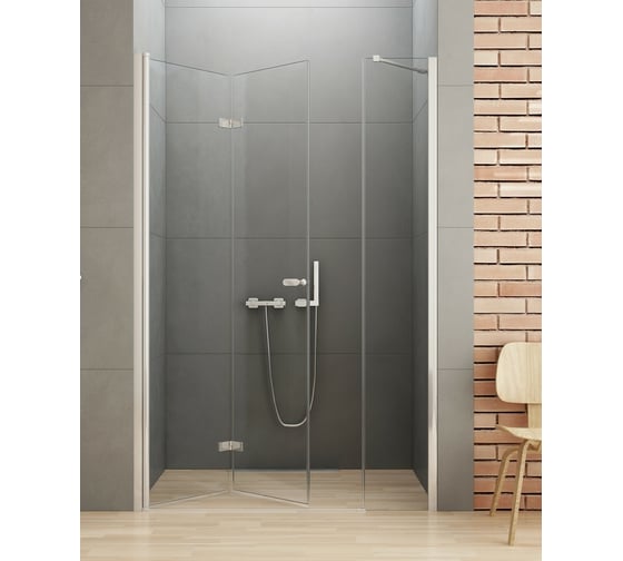 Дверь в нишу NEW TRENDY NEW SOLEO PLUS L 120x195 хром D-0150A/D-0095B