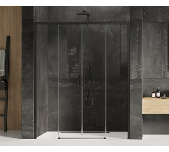 Дверь в нишу NEW TRENDY PRIME BLACK 200x200 черный D-0347A