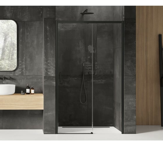 Дверь в нишу NEW TRENDY PRIME BLACK 160x200 1/R черный D-0329A