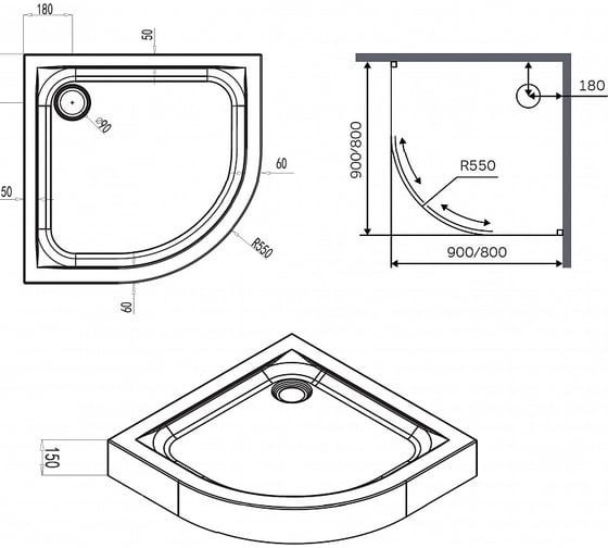 Душевой поддон AM.PM X-Joy Twin Slide 90x90 W88T-205-090W64