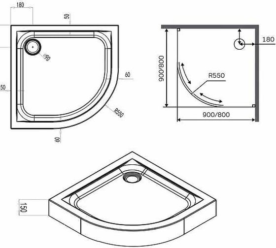 Душевой поддон AM.PM X-Joy Twin Slide 80x80 W88T-205-080W64