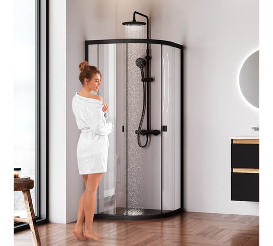 Душевое ограждение AM.PM X-Joy Twin Slide без поддона, 80x80, профиль черный W88G-205-080BT64