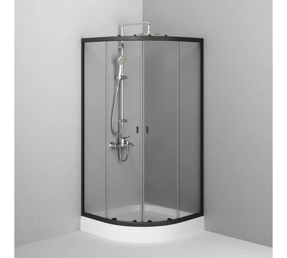 Душевое ограждение AM.PM X-Joy Twin Slide c поддоном, 80x80, профиль черный W88E-205-080BT64