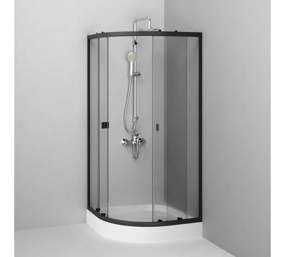 Душевое ограждение AM.PM X-Joy Twin Slide c поддоном, 90x90, профиль черный W88E-205-090BT64