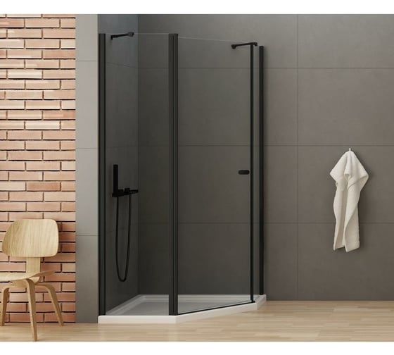 Душевое ограждение NEW TRENDY NEW SOLEO BLACK 100x80x195 (черный) K-0614