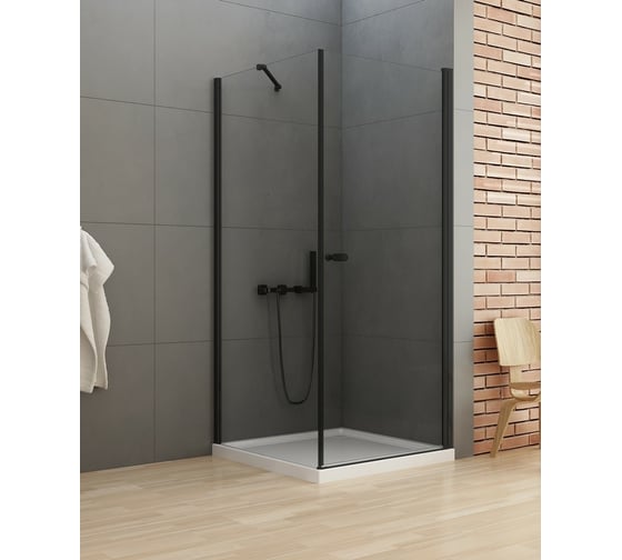 Душевое ограждение NEW TRENDY NEW SOLEO BLACK 100x90x195 (черный) D-0232A/D-0115B