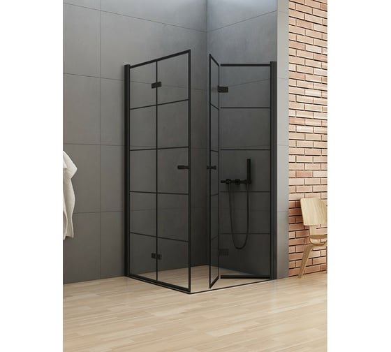 Душевое ограждение NEW TRENDY NEW SOLEO BLACK 90x90x195 (черный) D-0289A/D-0290A