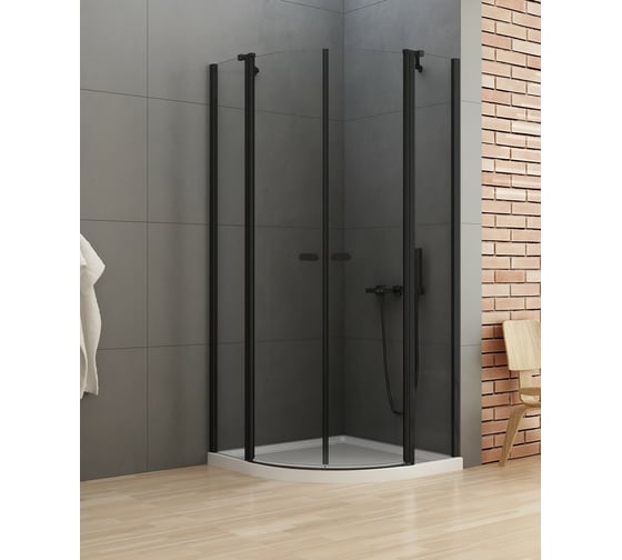 Душевое ограждение NEW TRENDY NEW SOLEO BLACK 90x90x195 (черный) K-0539