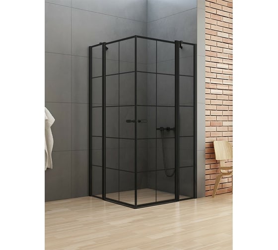 Душевое ограждение NEW TRENDY NEW SOLEO BLACK 90x90x195 (черный) K-0580