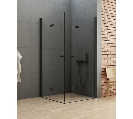 Душевое ограждение NEW TRENDY NEW SOLEO BLACK складные 2D 80x90x195 (черный) D-0234A/D-0239A