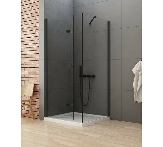 Душевое ограждение NEW TRENDY NEW SOLEO BLACK складные двери L 90x100x195 (черный) D-0235A/D-0116B