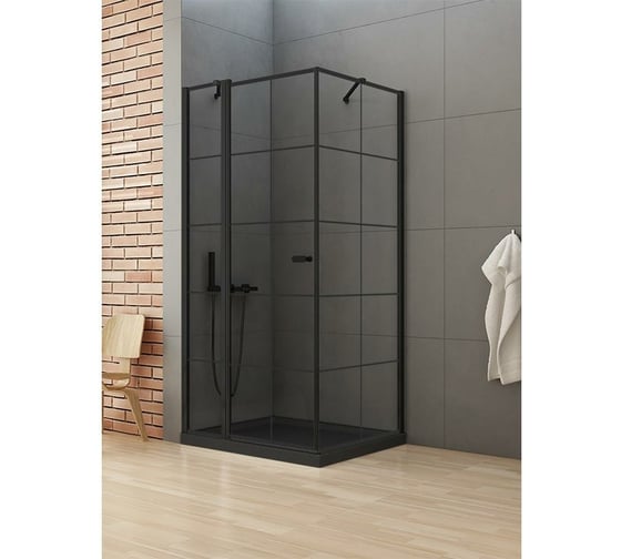 Душевое ограждение NEW TRENDY NEW SOLEO BLACK L 90x90x195 (черный) K-0579