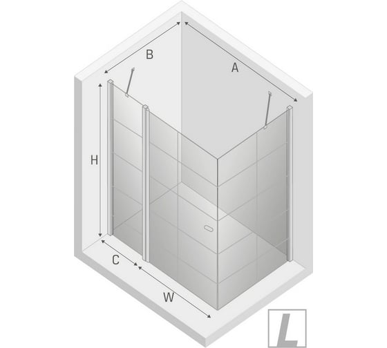 Душевое ограждение NEW TRENDY NEW SOLEO BLACK L 90x90x195 (черный) K-0579