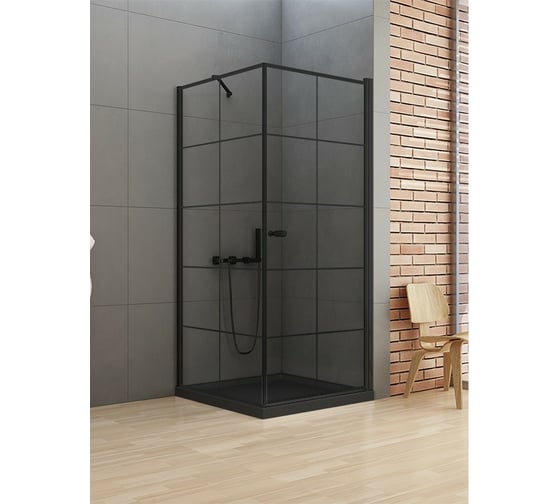 Душевое ограждение NEW TRENDY NEW SOLEO BLACK R 90x90x195 (черный) D-0285A/D-0121B