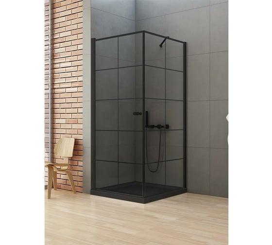 Душевое ограждение NEW TRENDY NEW SOLEO BLACK L 90x90x195 (черный) D-0285A/D-0120B