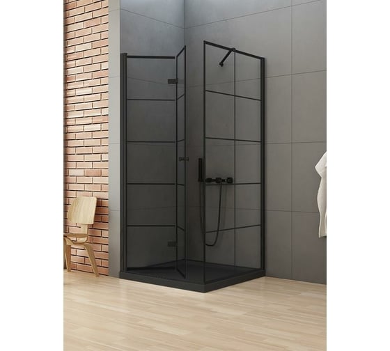 Душевое ограждение NEW TRENDY NEW SOLEO BLACK L 90x90x195 (черный) D-0289A/D-0120B
