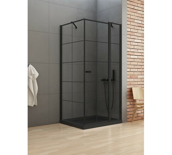 Душевое ограждение NEW TRENDY NEW SOLEO BLACK R 90x90x195 (черный) K-0581