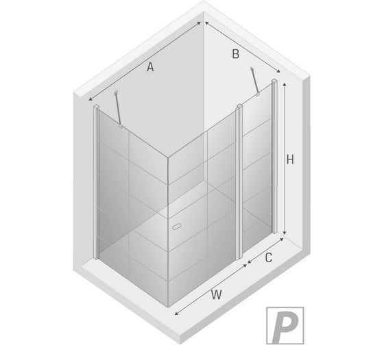 Душевое ограждение NEW TRENDY NEW SOLEO BLACK R 90x90x195 (черный) K-0581