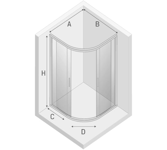 Душевое ограждение NEW TRENDY NEW VARIA 90x90x165 (хром) K-0497