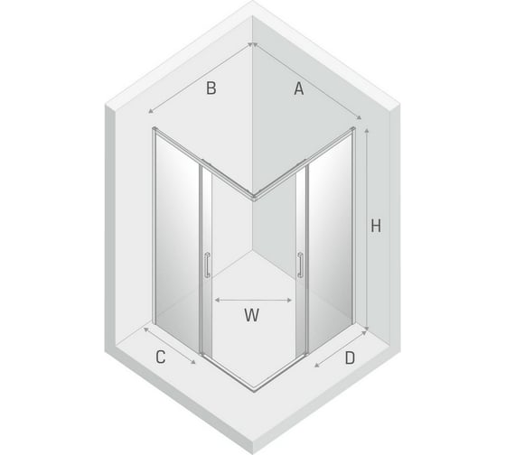 Душевое ограждение NEW TRENDY PRIME 100x90x200 (хром) D-0298A/D-0297A