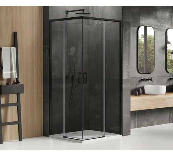 Душевое ограждение NEW TRENDY PRIME BLACK 100x90x200 (черный) D-0316A/D-0315A
