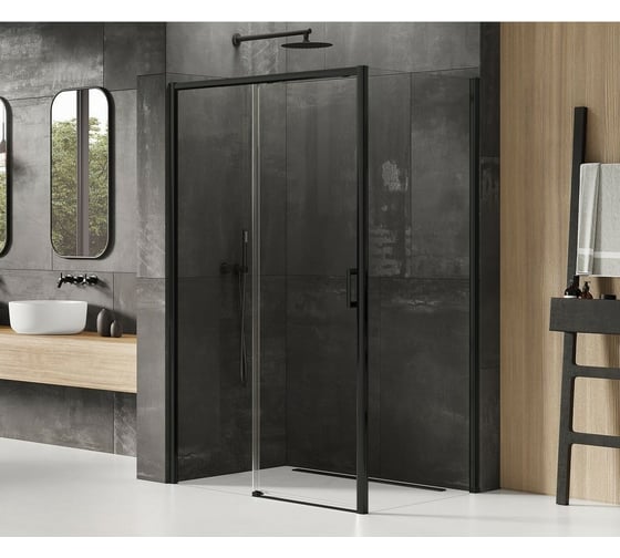 Душевое ограждение NEW TRENDY PRIME BLACK L 160x100x200 (черный) D-0328A/D-0130B