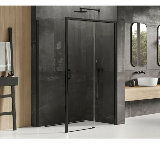 Душевое ограждение NEW TRENDY PRIME BLACK R 100x90x200 (черный) D-0317A/D-0129B