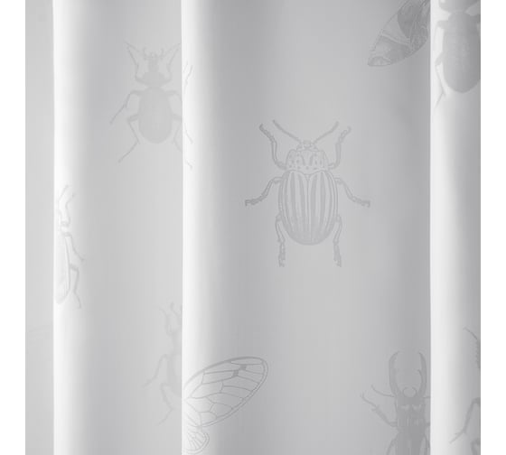 Занавеска (штора) для ванной комнаты Moroshka Buzz Fauna тканевая 200x200 см, цвет белый 927-301-02