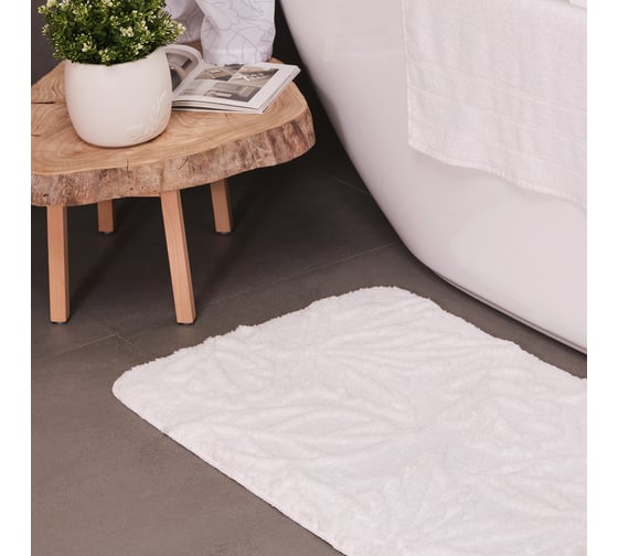 Мягкий коврик для ванной комнаты Moroshka Shelest 50x80 см, цвет белый 944-303-01
