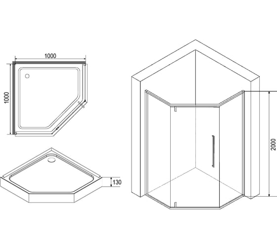 Душевое ограждение Loranto sunway 100x100x200 см, с поддоном, стекло, профиль сатин cs-816s b 100 gray 00078790