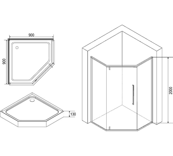 Душевое ограждение Loranto sunway 90x90x200 см, с поддоном, стекло, профиль сатин cs-816s b 90 gray 00078789