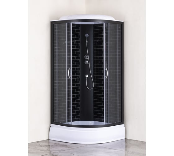 Душевая кабина Loranto 90x90x215 см, поддон, стекло 4 мм, профиль черный cs-6690-25gb 90 00078798
