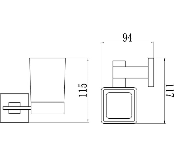 Стакан Savol стеклянный, с настенным держателем, графит s-06558q 23987
