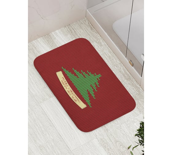 Коврик для ванной JOYARTY "вязаная елка" противоскользящий, 52x77 см bath_419824 1