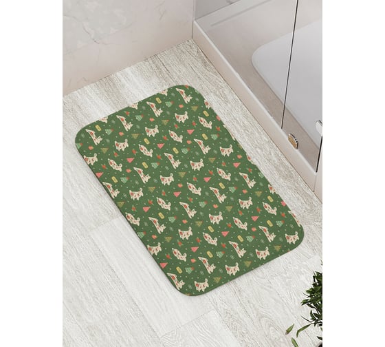 Коврик для ванной JOYARTY "новогодний зайчик" противоскользящий, 52x77 см bath_419828 1
