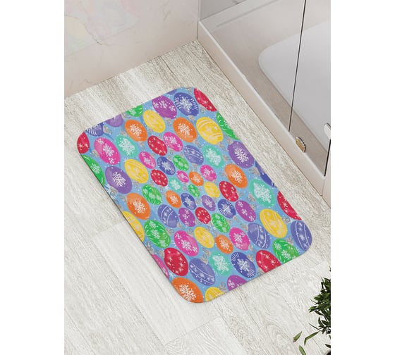 Коврик для ванной JOYARTY "новогодние шары" противоскользящий, 52x77 см bath_419847 1