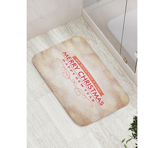Коврик для ванной JOYARTY "новогодняя надпись" противоскользящий, 52x77 см bath_419855 1