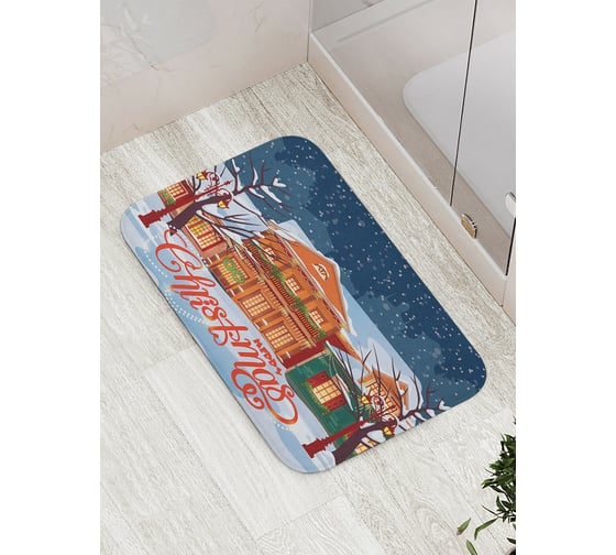 Коврик для ванной JOYARTY "новогодний городской пейзаж" противоскользящий, 52x77 см bath_419862 1
