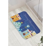 Коврик для ванной JOYARTY "новогодний город в снегу" противоскользящий, 52x77 см bath_419869