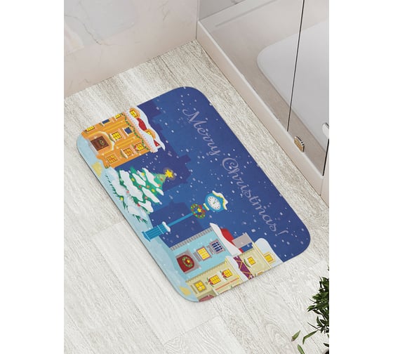 Коврик для ванной JOYARTY "новогодний город в снегу" противоскользящий, 52x77 см bath_419869 1