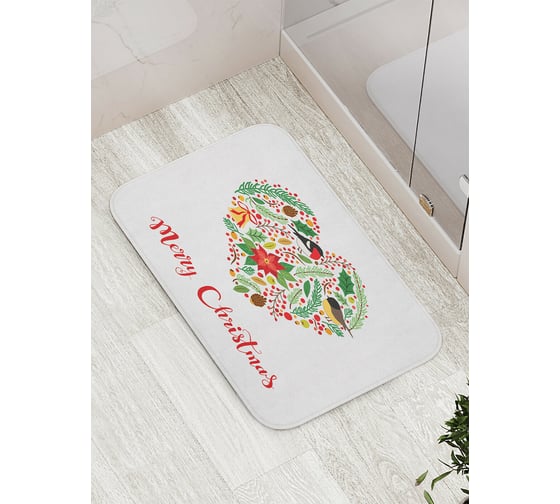 Коврик для ванной JOYARTY "новогоднее сердце" противоскользящий, 52x77 см bath_419880 1
