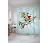 Штора для ванной JOYARTY "голубь рождества" из сатена, 180x200 см с крючками sc_419795