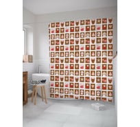 Штора для ванной JOYARTY "новогодняя печенька" из сатена, 180x200 см с крючками sc_419797