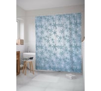 Штора для ванной JOYARTY "иней снежинок" из сатена, 180x200 см с крючками sc_419800