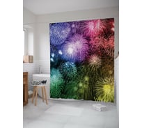 Штора для ванной JOYARTY "салют в праздник" из сатена, 180x200 см с крючками sc_419808