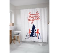 Штора для ванной JOYARTY "снег в лесу" из сатена, 180x200 см с крючками sc_419813