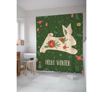 Штора для ванной JOYARTY "праздничный заяц" из сатена, 180x200 см с крючками sc_419816