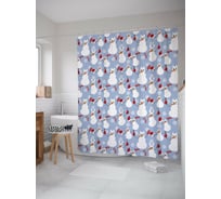 Штора для ванной JOYARTY "счастливый снеговик" из сатена, 180x200 см с крючками sc_419817