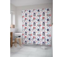 Штора для ванной JOYARTY "вечеринка зайцев" из сатена, 180x200 см с крючками sc_419819
